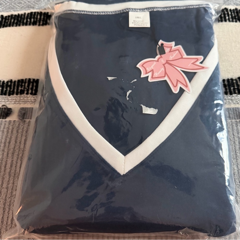 Plus Size Navy With White Trim Pajamas 3XL